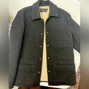 J. Crew double layered wool/fleece jacket/coat brass snap buttons